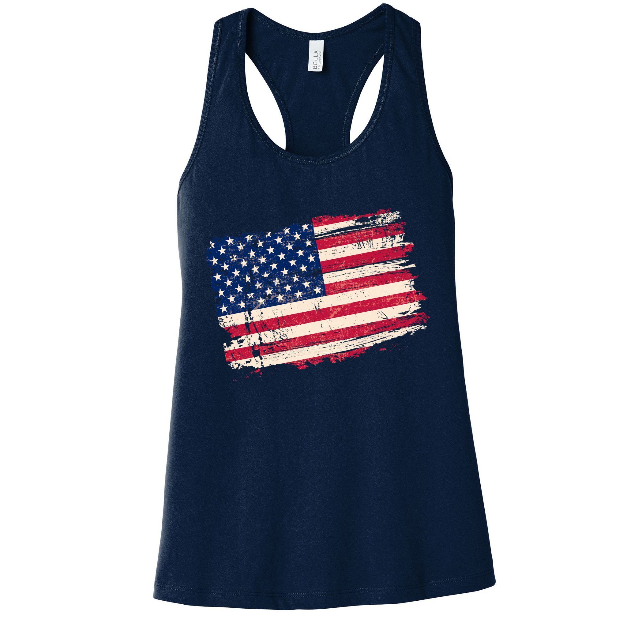 Distressed American US Flag Womens Tank Top
