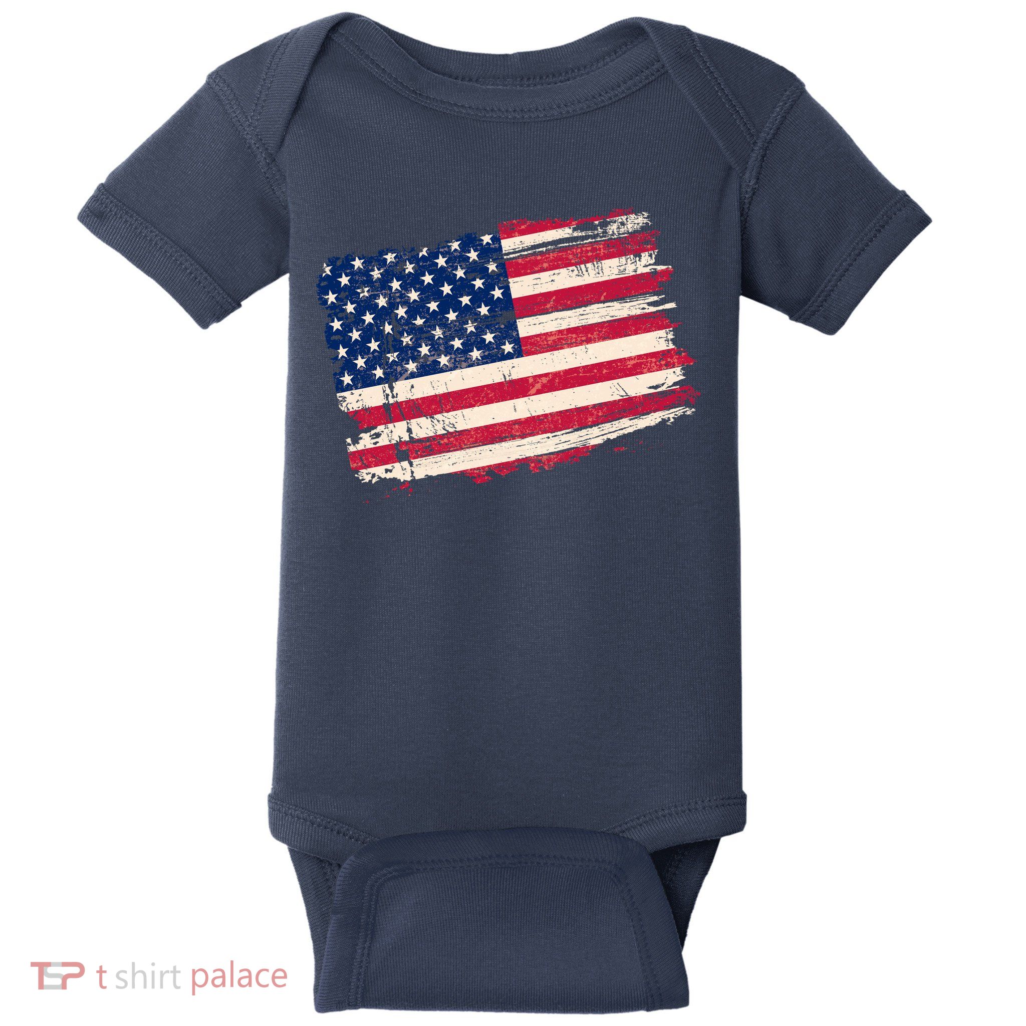 Distressed American US Flag Baby Bodysuit