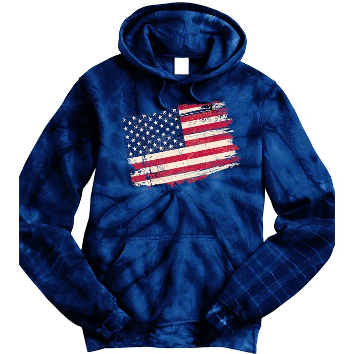 Distressed American US Flag Tie Dye Hoodie