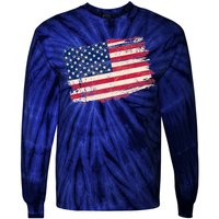 Distressed American US Flag Tie-Dye Long Sleeve Shirt