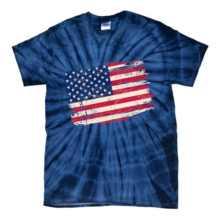 Distressed American US Flag Tie-Dye T-Shirt