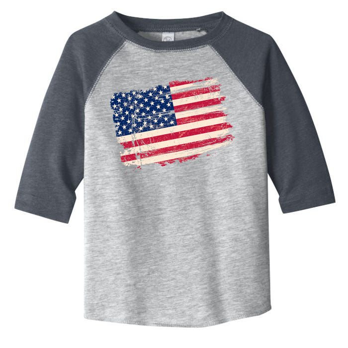 Distressed American US Flag Toddler Fine Jersey T-Shirt