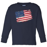 Distressed American US Flag Toddler Long Sleeve Shirt