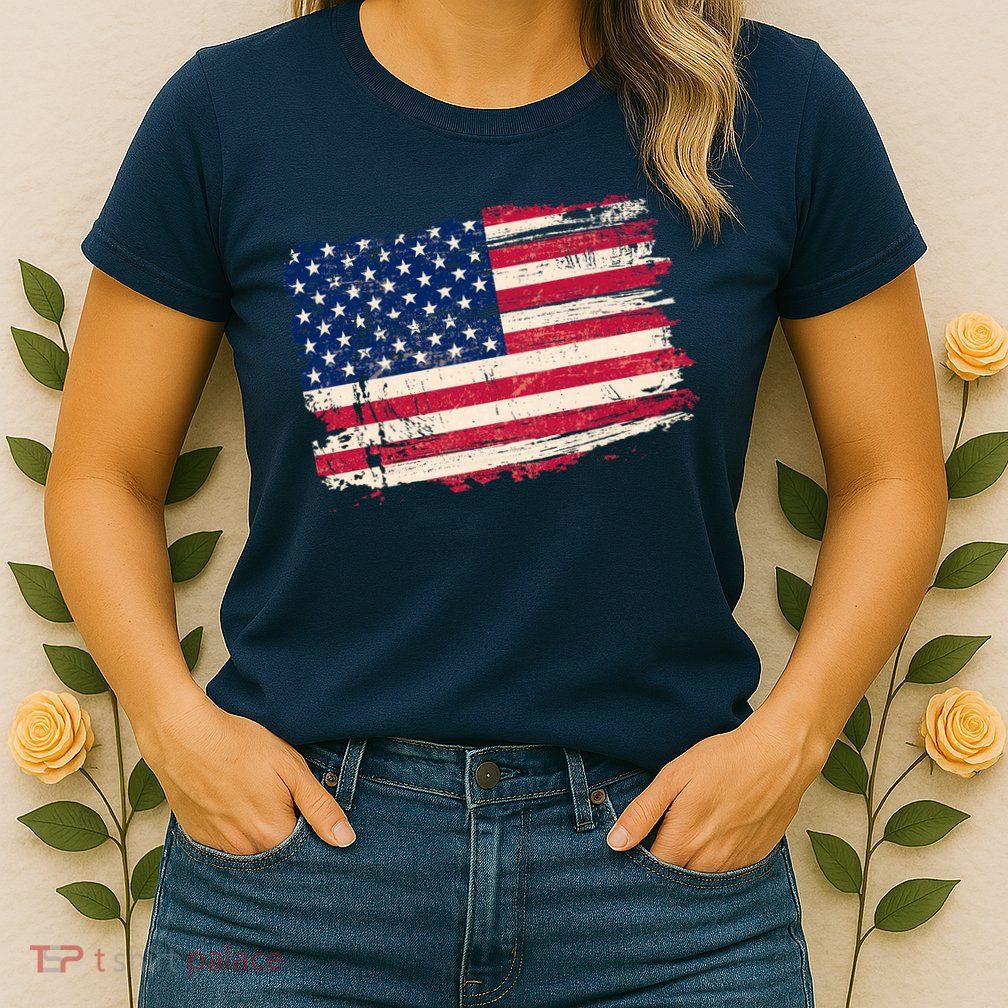 Distressed American US Flag Womens T-Shirt
