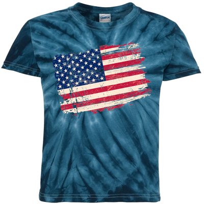 Distressed American US Flag Kids Tie-Dye T-Shirt