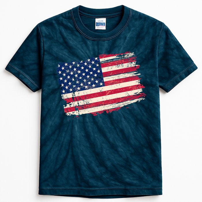 Distressed American US Flag Kids Tie-Dye T-Shirt