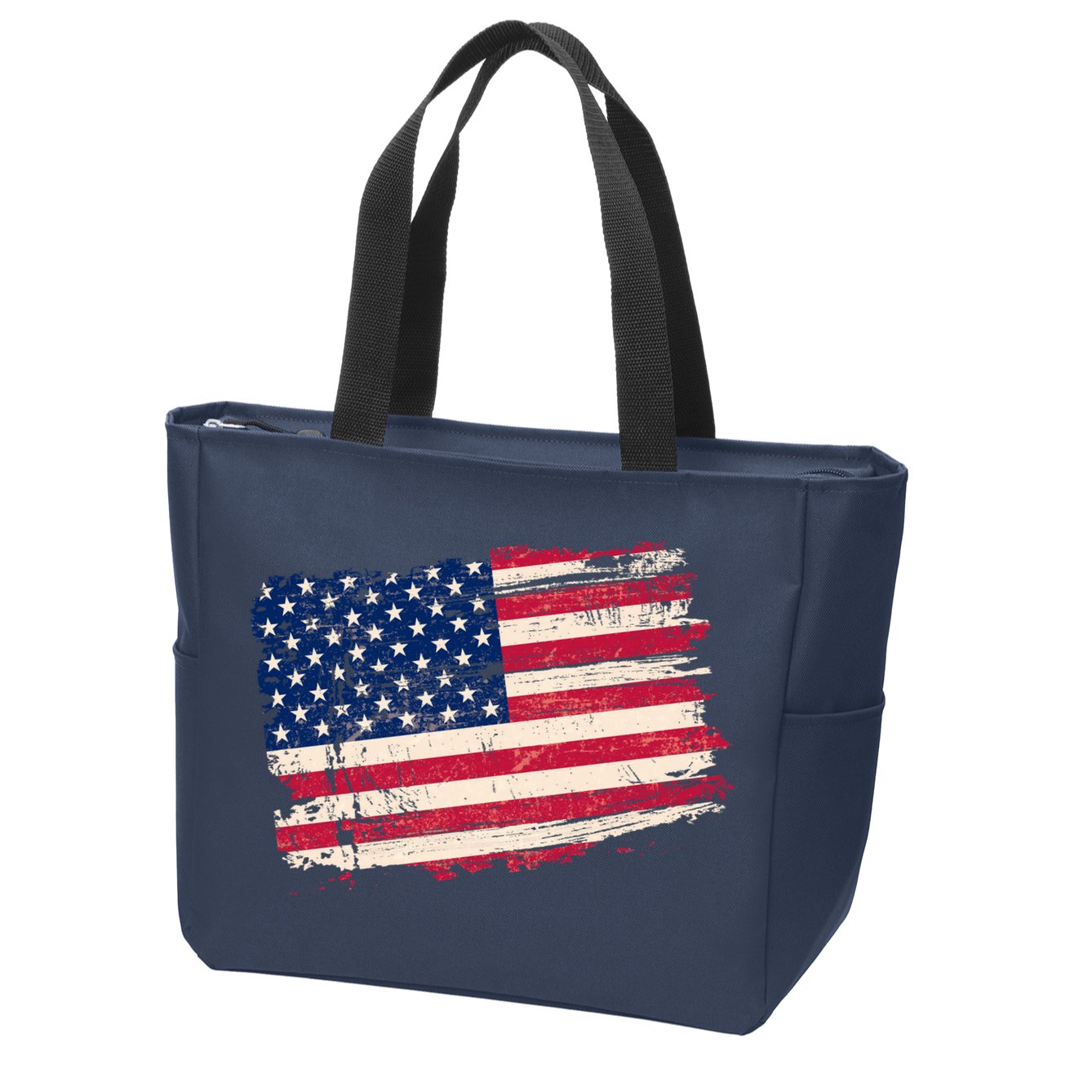 Distressed American US Flag Zip Tote Bag