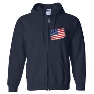 Distressed American US Flag Full Zip Hoodie