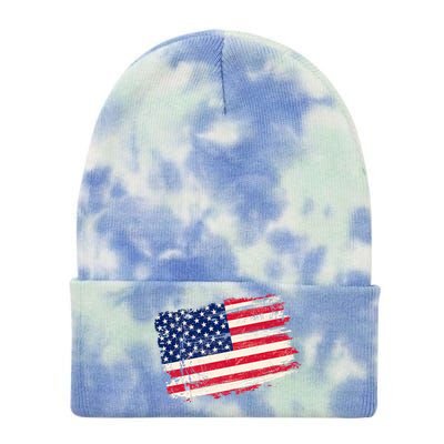 Distressed American US Flag Tie Dye 12in Knit Beanie