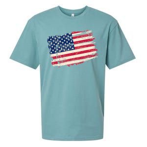 Distressed American US Flag Sueded Cloud Jersey T-Shirt