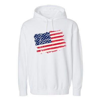 Distressed American US Flag Garment-Dyed Fleece Hoodie