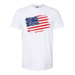 Distressed American US Flag Softstyle CVC T-Shirt