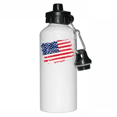 Distressed American US Flag Aluminum Water Bottle