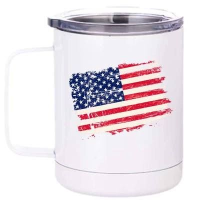 Distressed American US Flag 12 oz Stainless Steel Tumbler Cup