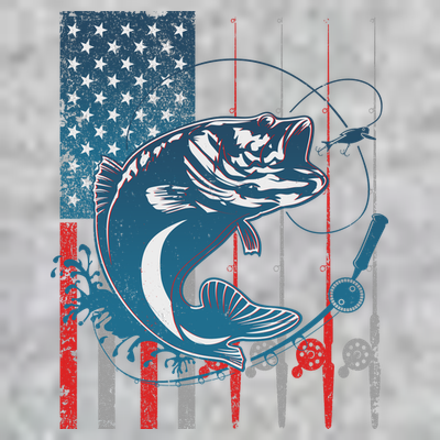Distressed American USA Flag Bass Fishing T-Shirt