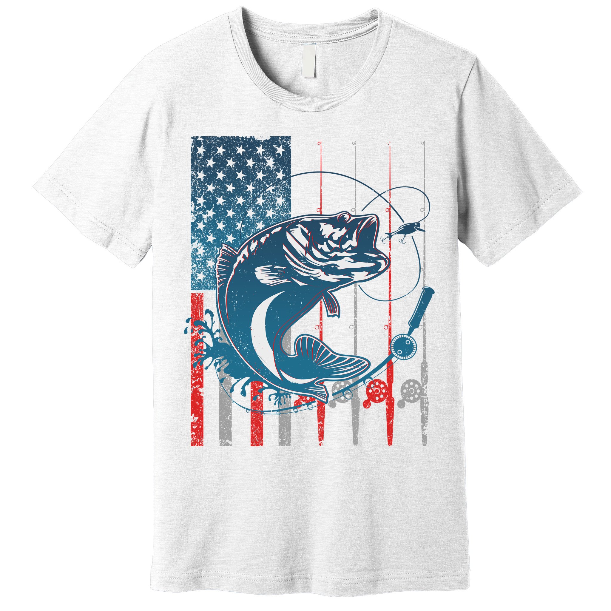 Distressed American USA Flag Bass Fishing Premium T-Shirt