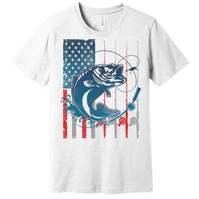 Distressed American USA Flag Bass Fishing Premium T-Shirt