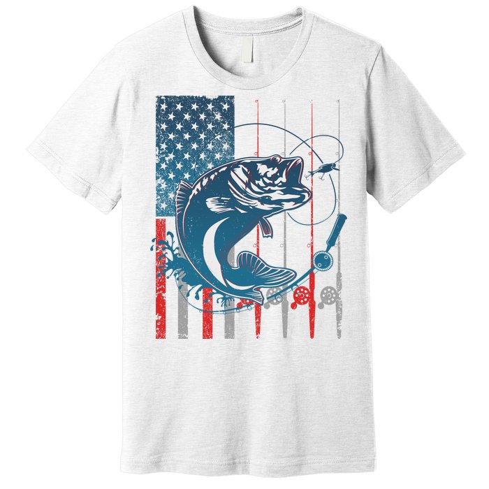 Distressed American USA Flag Bass Fishing Premium T-Shirt