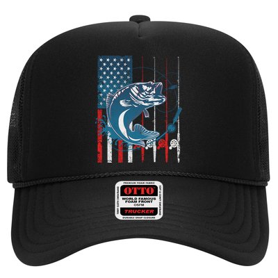 Distressed American USA Flag Bass Fishing Trucker Hat