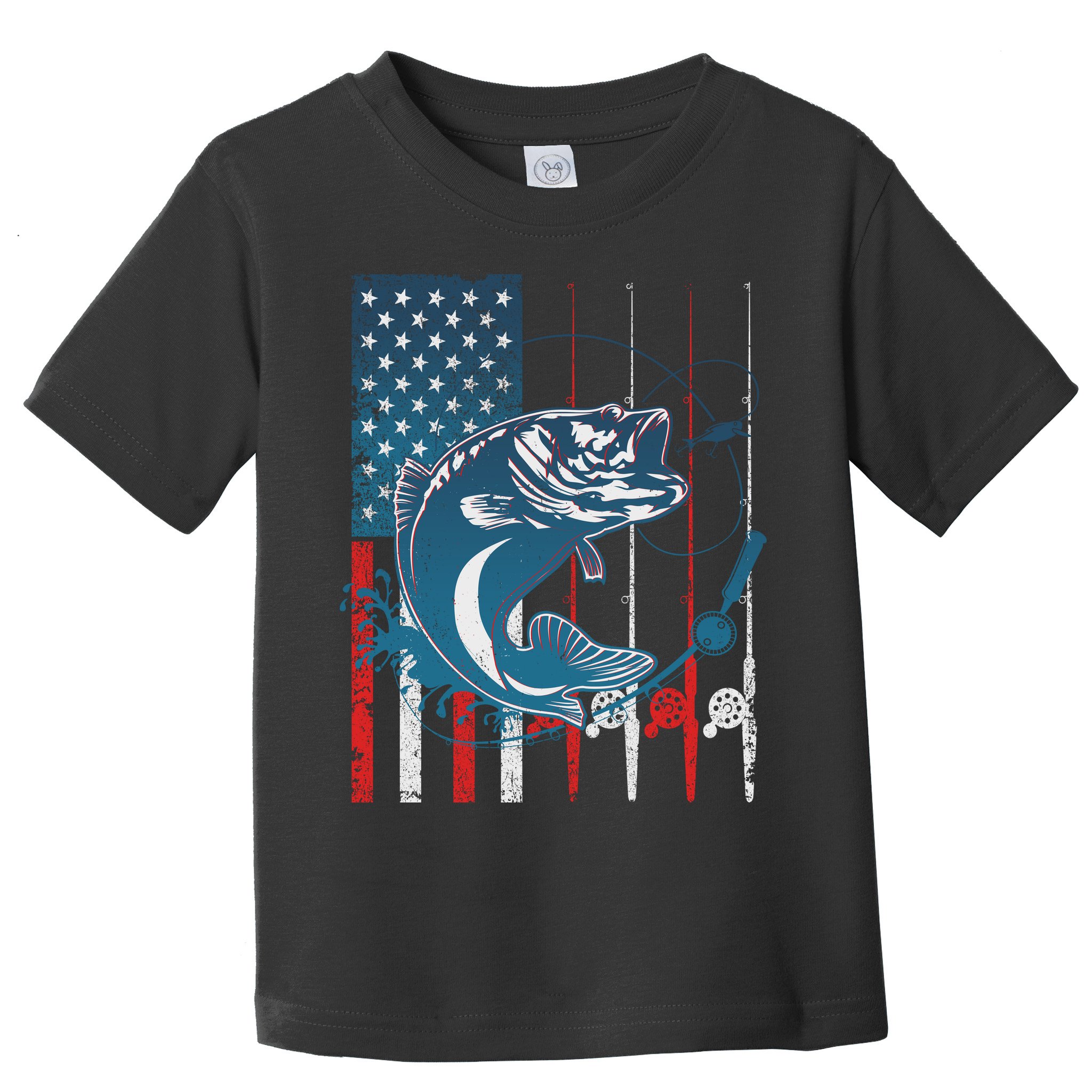 Distressed American USA Flag Bass Fishing Toddler T-Shirt
