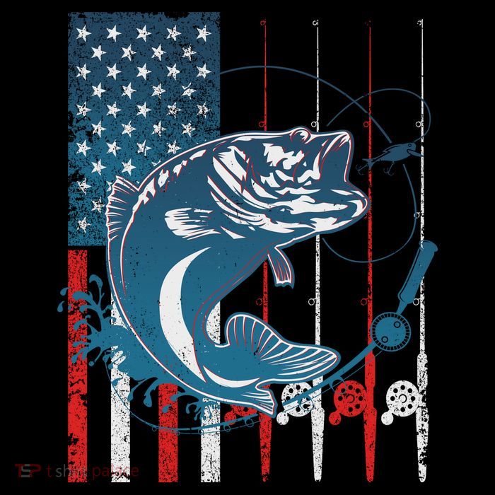 Distressed American USA Flag Bass Fishing Kids T-Shirt