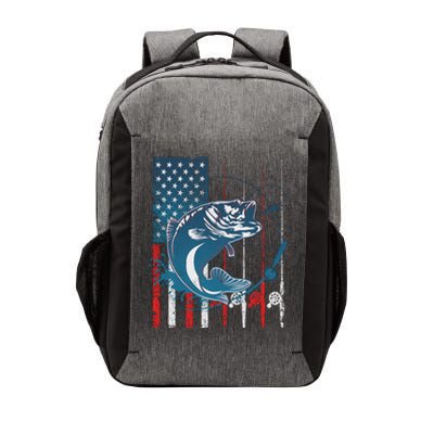 Distressed American USA Flag Bass Fishing Vector Backpack