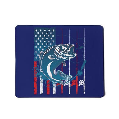 Distressed American USA Flag Bass Fishing Mousepad