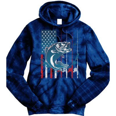 Distressed American USA Flag Bass Fishing Tie Dye Hoodie