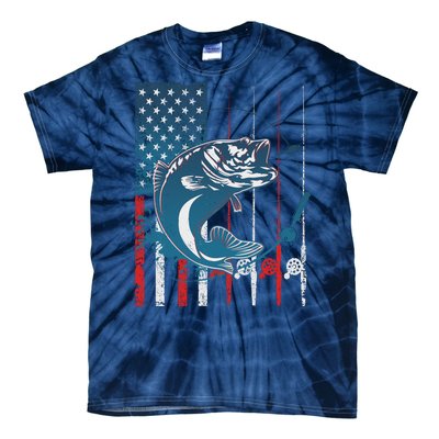 Distressed American USA Flag Bass Fishing Tie-Dye T-Shirt