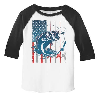 Distressed American USA Flag Bass Fishing Toddler Fine Jersey T-Shirt