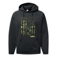 Distressed Army USA Flag Performance Fleece Hoodie