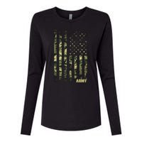 Distressed Army USA Flag Womens Cotton Relaxed Long Sleeve T-Shirt