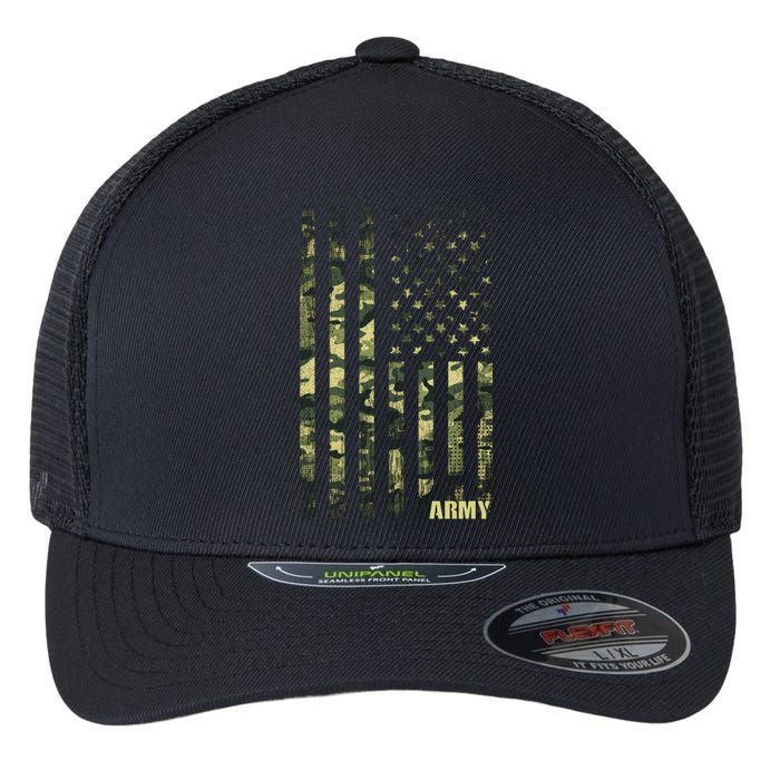 Distressed Army USA Flag Flexfit Unipanel Trucker Cap