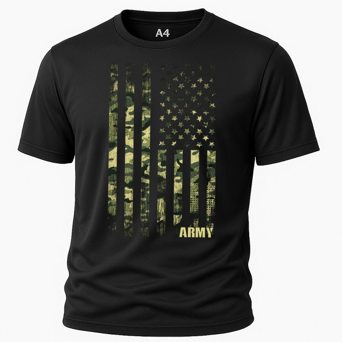 Distressed Army USA Flag Cooling Performance Crew T-Shirt