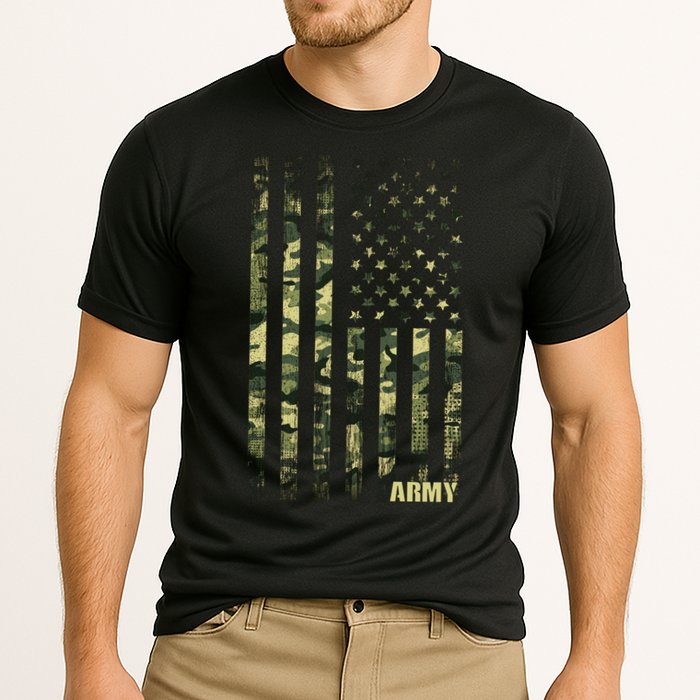 Distressed Army USA Flag Cooling Performance Crew T-Shirt