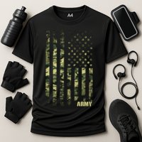 Distressed Army USA Flag Cooling Performance Crew T-Shirt