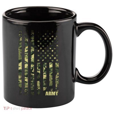 Distressed Army USA Flag 11oz C Handle Ceramic Mug