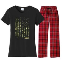 Distressed Army USA Flag Women's Flannel Pajama Set