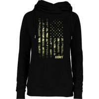 Distressed Army USA Flag Womens Funnel Neck Pullover Hood