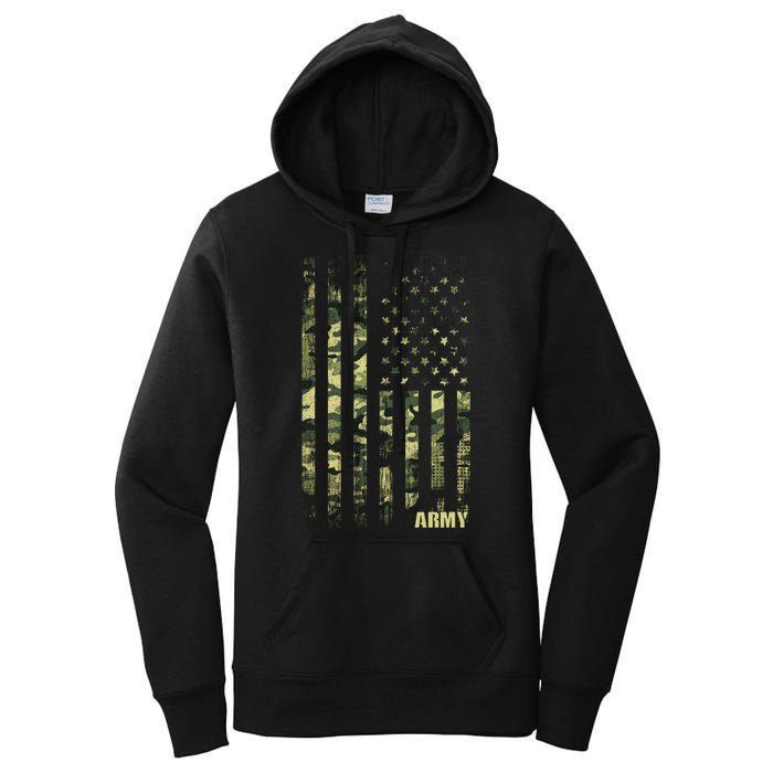 Distressed Army USA Flag Women's Pullover Hoodie