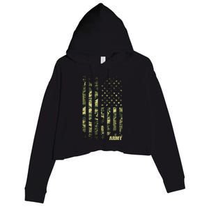 Distressed Army USA Flag Crop Fleece Hoodie