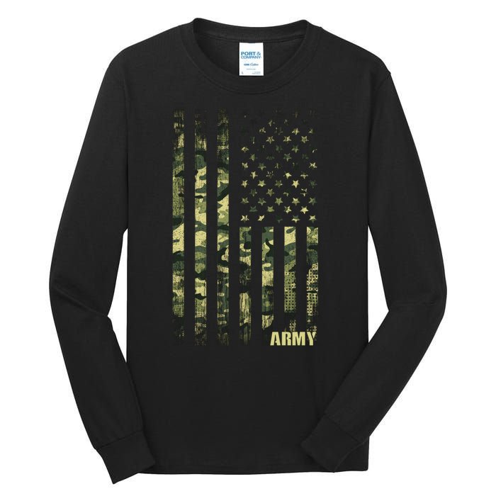 Distressed Army USA Flag Tall Long Sleeve T-Shirt