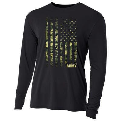 Distressed Army USA Flag Cooling Performance Long Sleeve Crew