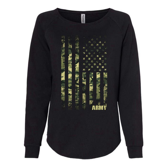 Distressed Army USA Flag Womens California Wash Sweatshirt