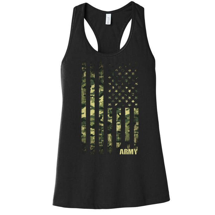 Distressed Army USA Flag Women's Racerback Tank