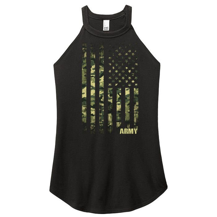 Distressed Army USA Flag Women's Perfect Tri Rocker Tank