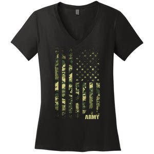 Distressed Army USA Flag Women's V-Neck T-Shirt