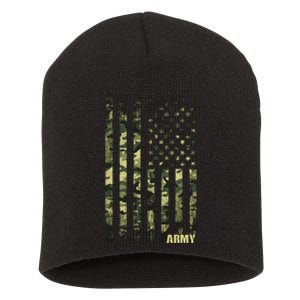 Distressed Army USA Flag Short Acrylic Beanie