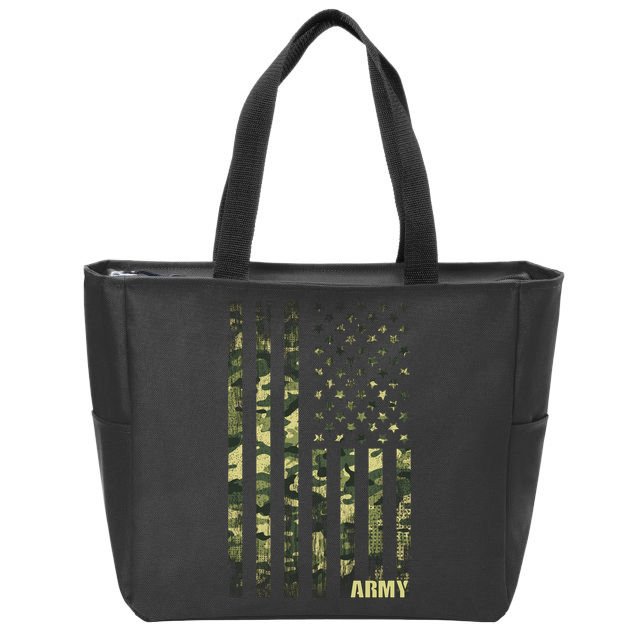 Distressed Army USA Flag Zip Tote Bag