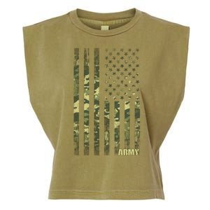 Distressed Army USA Flag Garment-Dyed Women's Muscle Tee